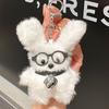 Jinnew Original Óculos Palito Cachorrinho Pelúcia Chaveiro Pingente Fofo Cachorrinho Pingente de Bolsa Pequeno Presente