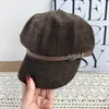 Nuevo sombrero octogonal estilo otoño con hebilla de cinturón vintage, boina para mujer, artístico y versátil, adecuado para cabezas grandes, hace que la cara se vea más pequeña, sombrero de pintor