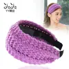 Diadema de ala ancha al por mayor transfronteriza versión coreana para otoño e invierno clip de pelo de lana popular en línea diadema de punto elegante horquilla joya diadema