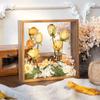 Marco de Fotos de Flores Secas DIY Hecho a Mano Flor Inmortal Rosa Preservación Marco de Fotos de Doble Cara Estéreo Hueco Caja de Exhibición Bubble Mart