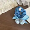 Novo Tecido Jeans Xadrez Laço Bola Prendedor de Cabelo Infantil Scrunchie Faixa de Cabeça
