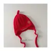 Gorro de Invierno Festivo Rojo de Punto con Protección para Orejas para Bebés y Niños Pequeños para Hombres y Mujeres Gorro Festivo de Luna Llena para Bebé Gorro para Niño de Un Año