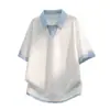 Comércio Exterior Atacado Camiseta Masculina Verão Manga Curta Masculina Estrutura de Camisa Polo Falsa de 2 Peças Masculina Casual Esportiva Solta Casual Solta