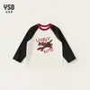Roupas Infantis Yingsibo Cor de Outono Bloco de Cores Manga Raglã Casual Tops Infantis Camisetas de Manga Longa para Meninos Camisetas para Meninas