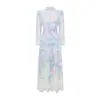 Comercio Exterior Ropa de Mujer Greta 2026 Primavera y Verano Nuevo Estilo Manga Abullonada Cuello Alto Floral Vestido con Ceñidor en la Cintura