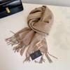 Bufanda clásica de lana 100 % australiana con bordes de colores, unisex, cálida para otoño e invierno.