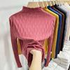 Camisa Base de Malha Meia-Gola para Mulheres, Nova Blusa Listrada Outono e Inverno 2026, Roupa de Outono, Camada Interna Slim Fit
