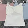 Hongxing Camisola Feminina Sexy de Renda com Recortes Estilo Curto Peça Única com Bojo Roupa Íntima para Usar por Baixo