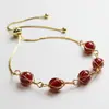 Pulsera de Hilo de Cobre Chapado en Oro de 14K Envuelto en Perlas Redondas Naturales de Amatista y Lapislázuli, Joyería de Mano Simple y Elegante, Accesorios Transfronterizos
