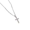Colar Cruz para Mulheres com Pingente Cheio de Diamante, Corrente para Clavícula, Gargantilha de Design Exclusivo, Acessório de Joia em Aço Titânio, Corrente para Suéter