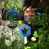 Estaca de Paraguas de Rana de Metal Solar con Luz y Comedero para Pájaros, IP55, 86.5cm, Decoración de Jardín