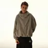 North Boundary Ropa para Hombre Estilo Americano Marca de Tendencia Otoño 2025 Nuevo Cárdigan Pesado de Cuello Alto Sudadera con Capucha Chaqueta Bordada para Hombre