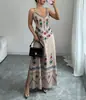 Moda Verão 2026 Casual Europeu e Americano Transfronteiriço Lançamento Vestido Tecido Estampado Sem Mangas Feminino