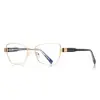 Gafas de Marco Pequeño listas para Comercio Exterior con Montura Dorada y Lentes Azules 3168 Gafas Planas de Diseñador de Nicho para Mujer Adecuadas para Miopía y Presbicia
