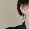 Aretes de Aro Doble de Metal para Mujer, Lujo Ligero, Gama Alta, Elegantes Aretes de Aro Grandes, Aretes de Aro Lisos, Aretes de Botón, Pinzas para Orejas