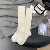 Meias de Lã para Panturrilha Outono e Inverno para Mulheres, Meias de Meia-Panturrilha Pretas e Brancas com Costela Vertical Sem Costura Estilo Miu, Anti-Pilling, Respiráveis, Estilo Ins