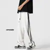 Estilo High Street Americano Pantalones de Chándal Casual Rayados Marca de Moda Diseño de Ropa de Trabajo Pierna Recta Deportivos Holgados Caída Versátil Pantalones de Pierna Ancha