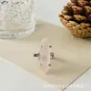 Anel de cristal rosa 8*31 coluna hexagonal dupla ponta incrustado jade ágata anel de amantes vivos processamento personalizado