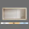 Espejo de Baño Inteligente Cuadrado Montado en Pared con Luz LED y Pantalla Táctil Antivaho, Marco de Aleación de Aluminio Espejo Inteligente para Baño