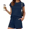 Conjunto de Dos Piezas Plisado Más Vendido de Amazon para Mujer, Conjunto Casual con Top de Manga Corta tipo Camiseta y Shorts con Cordón, Disponible para la Compra