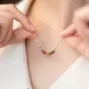 Colar de Turmalina Pedra Natural Luxo Leve Nicho Cor Livre Corrente de Clavícula Simples Feminino Joia Colar Dopamina de Alto Padrão
