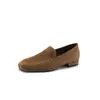 Versión de Piel de Vaca de los Nuevos Zapatos Tipo Gorro de Invierno Otoño, Mocasines Casuales Planos de Piel Genuina Estilo Francés con Punta Redonda para Mujer