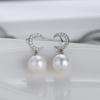 S925 prata coreano lua brincos feminino coreano pequeno fresco doce pérola brincos DIY fabricantes de acessórios de cristal