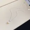 Colar de pérola oval com zircônia banhado a ouro 18K real, corrente de clavícula de luxo leve e de alta qualidade, gargantilha feminina requintada e moderna