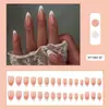 Uñas Postizas de Venta Caliente Transfronterizas en Bloques de Color Rosa y Blanco, Puntas de Uñas con Borde Blanco Francés en Forma de Gota, 30 Piezas de Uñas Postizas Terminadas