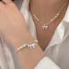 Pulseira de Prata de Lei S925 Pérola Barroca Natural Laço Feminino Coreia do Sul Explosivo Luxo Leve Nicho