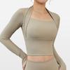 Top de Yoga com Bojo Manga Longa Novo Elegante Pilates Ombro Justo Roupa Esportiva Avançada Corrida Fitness