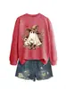 Amazon Wish Estação Europeia Nova Moda Divertida Feminina Mago Fantasma Retrô Floral Moletom de Manga Longa Comércio Exterior