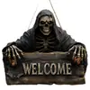 1 pieza de diseño gráfico impreso en madera, letrero de bienvenida de personaje de horror hombre lobo de Halloween - centro de mesa de horror