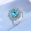 Anillo Diamante Completo Zircón Azul Ins Moderno Elegante Combinable Moda Personalidad Hip Hop