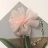 Flor de gasa de color liso plana cosida a mano con borde quemado al estilo coreano, accesorio para el cabello DIY, broche para el cabello, accesorios florales
