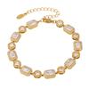 Azúcar Moda Europea y Americana Acero Inoxidable Cuarteto Zircón Garra Taladro Pulsera Femenina Acero Inoxidable PVD Dorado al Vacío Color Conservación