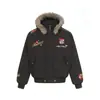 Chaqueta de algodón con capucha bordada estilo retro americano 2026 con ribete de pelo, unisex, engrosada para abrigar, otoño e invierno, moderna