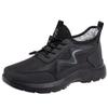 Zapatos de tela gruesa forrados de polar para invierno, piel de conejo Rex, estilo Antiguo Pekín, para hombre, impermeables, antideslizantes, para mediana edad y ancianos, tipo papá, suela suave, zapatilla deportiva