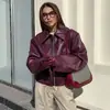 Jaqueta de Couro Estilo Motociclista 2026 Europeia e Americana Outono e Inverno Novo Casaco Solto Moda Transfronteiriça Roupa de Couro Nova Roupa Feminina Casaco
