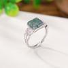 Un Ciervo Plata Esterlina S925 Chapado en Oro Azul Jade Agua León Tang Cabeza de León Cuadrado Moda Nacional Moda Elegante Anillo de Plata