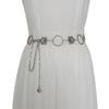 Cadena de cintura de metal para mujer, estilo vintage, informal, con flores decorativas y anillo para jeans.