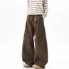 Calça casual de patchwork desconstruída estilo americano para homens, calça de trabalho oversized da moda outonal, calça vintage larga e solta