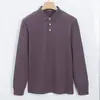 Camisa de Algodón Mercerizado de Amoníaco Líquido de Alta Gama Casual Versátil para Hombre Manga Larga Solapa Color Sólido Algodón Puro Sin Planchar Polo