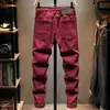 Jeans casual de alta qualidade para homens 2024 novo primavera e outono moderno lavado stretch justos skinny calças