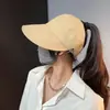 Chapéu de Topo Vazio de Secagem Rápida de Verão para Mulheres com Rabo de Cavalo Mostrando o Rosto, Chapéu com Viseira Pequena de Proteção Solar para Viagem, Chapéu com Máscara Suspensa para Cobrir o Rosto, Chapéu de Bico de Pato