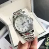 Reloj Mecánico Totalmente Automático, Reloj Rolex Datejust para Hombre, Esfera de Diamantes Romana, Acero Inoxidable Luminoso Resistente al Agua Reloj de Negocios