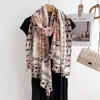 Bufanda Exótica Vintage Estampado Nuevo Chal de Imitación Lana de Alta Calidad Tacto Suave y Transpirable Bufanda Larga Oversize para Mujer Transfronteriza