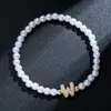 Pulsera Elástica para Mujer Nueva Moda Elegante de Primavera con Perlas de Imitación y Zirconia con Letras