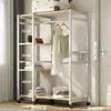 Guarda-roupa para uso doméstico no quarto, guarda-roupa simples para moradia alugada, armário de armazenamento durável, guarda-roupa de metal montado econômico