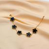 Pulsera de Flor de Cinco Pétalos Transfronteriza de Doble Cara, Acero Inoxidable 18K Oro de Moda Lujo Accesible Versátil Trébol Concha Natural